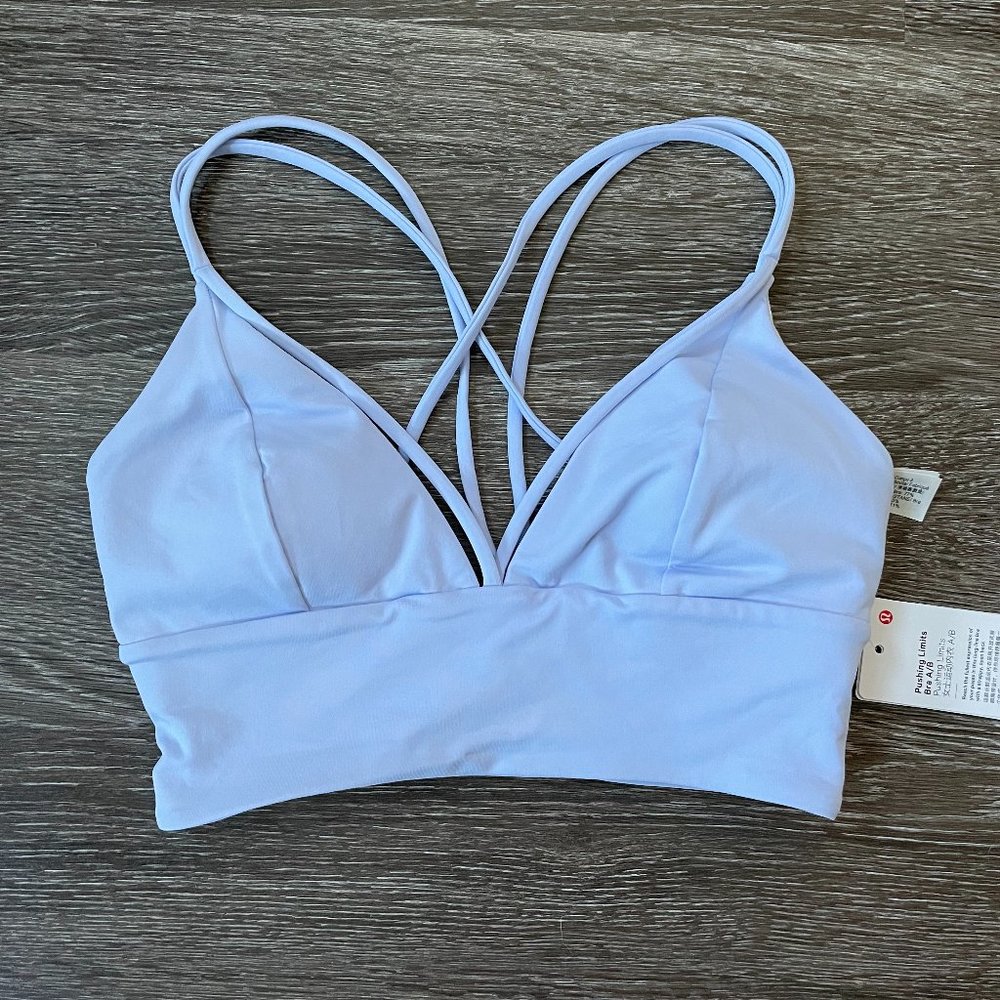 NWT Lululemon Pushing Limits Bra Pastel Blue Size 4 | Strappy Sports Bra